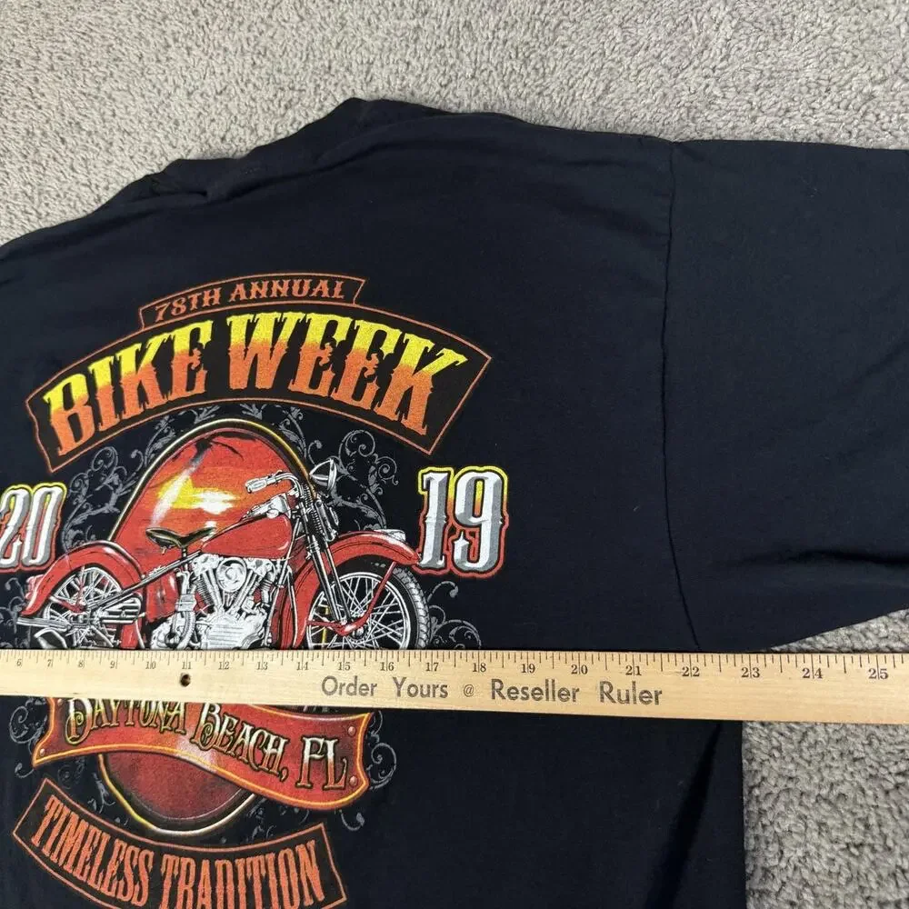 Bike Week Shirt Mens XL Black Daytona Beach 2019 Graphic Crew Neck Cotton - Picture 6 of 12